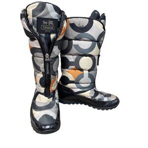 coach Jolt womans monogram fabric mid calf winter boots sz 7B SKU 9772